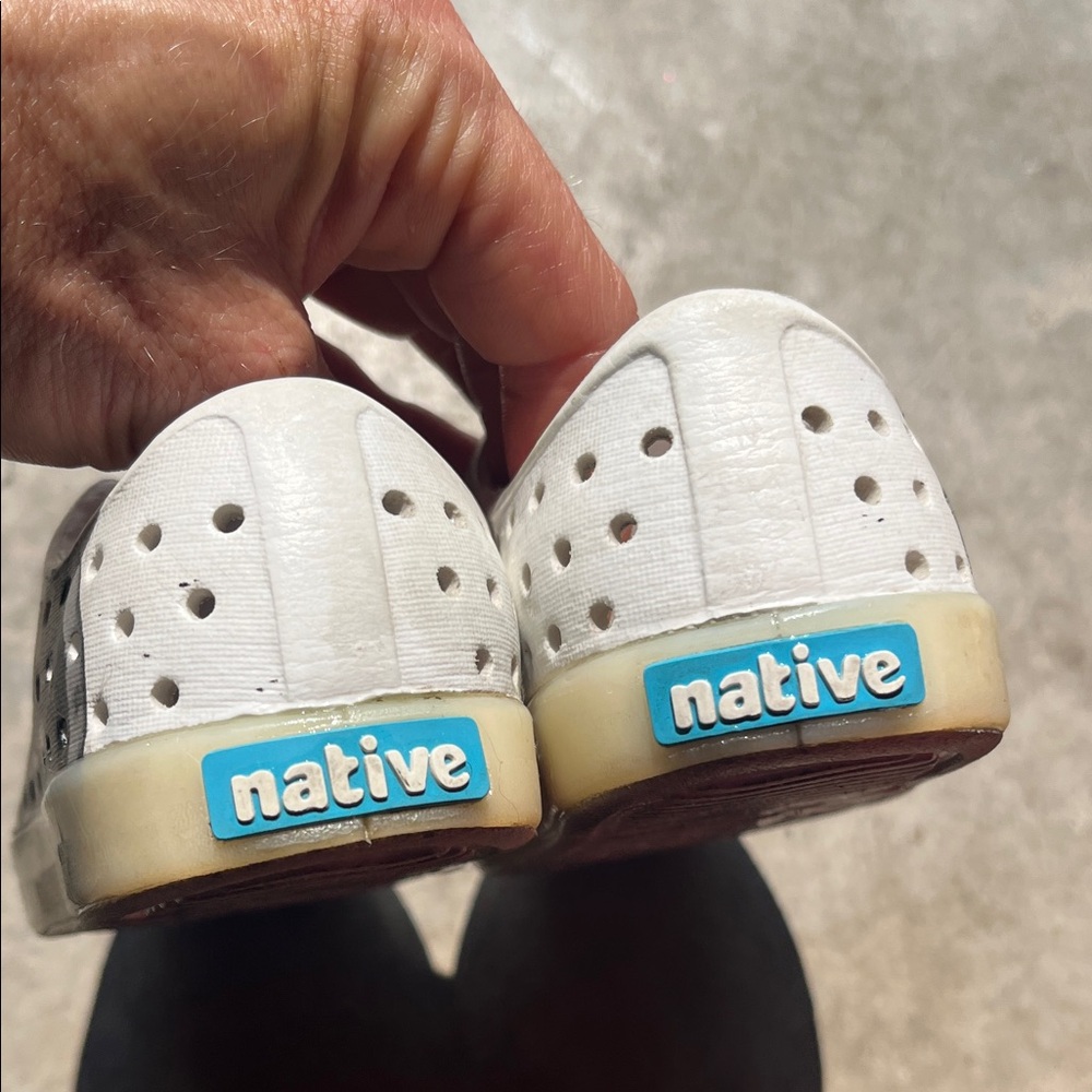Native White Slip-Ons with Black Artistic Pattern toddler shoe size 10 - Picture 4 of 10